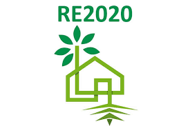 illustration re2020 avec le dessin d'une maison verte surplombée d'une plante, avec un fond blanc 